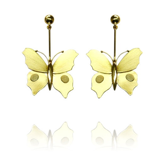 Ohrhänger "Papillon" 
Gelbgold mit Elfenbein